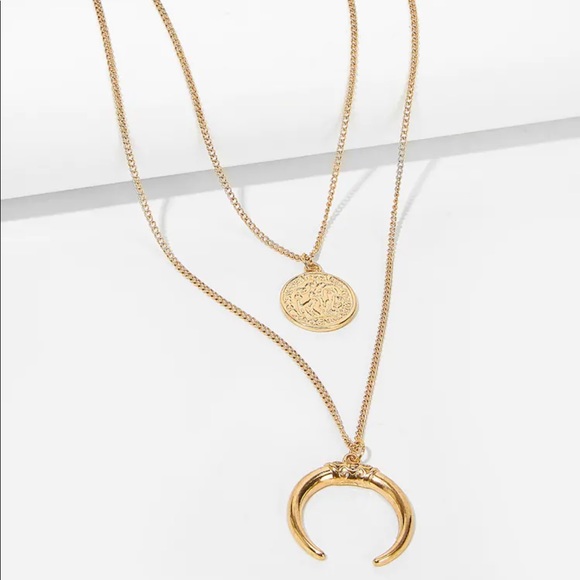 Lulus Jewelry - LAST ONE Crescent Coin Double Layer Necklace